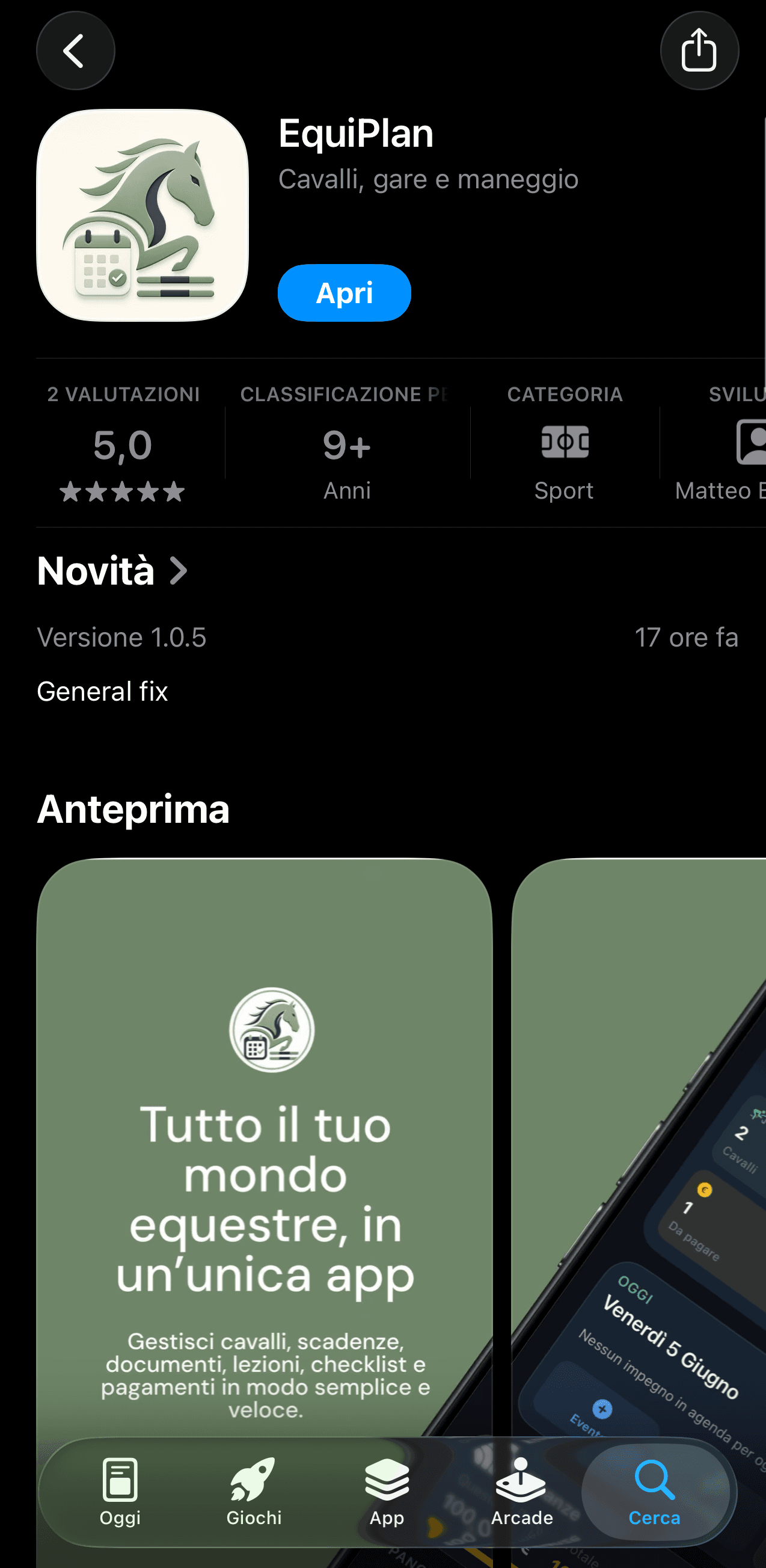 Anteprima app EquiPlan su iPhone