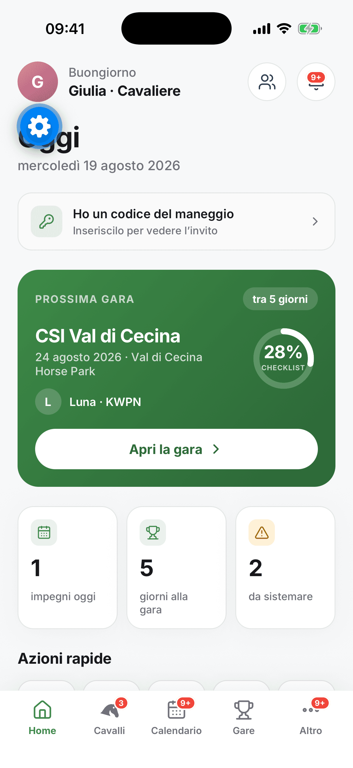 Home dell’app EquiPlan