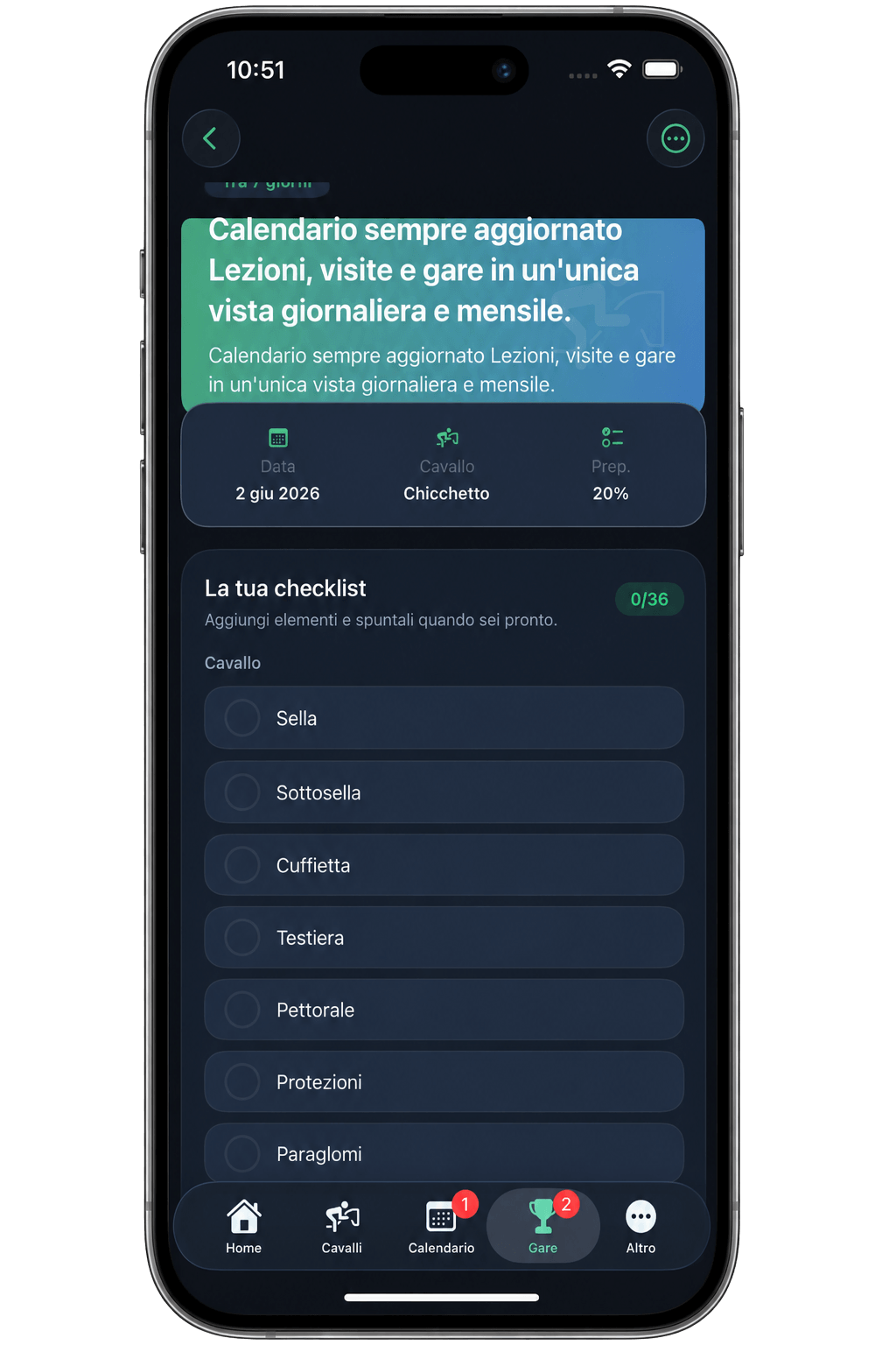 App EquiPlan: checklist attrezzatura e preparazione gara